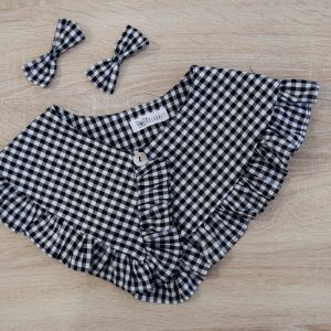 Cuello mujer volante vichy negro