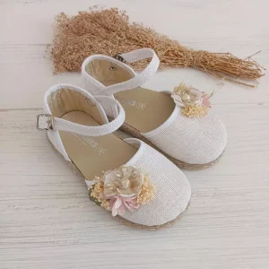Esparteña Lino Blanco Detalle Flor