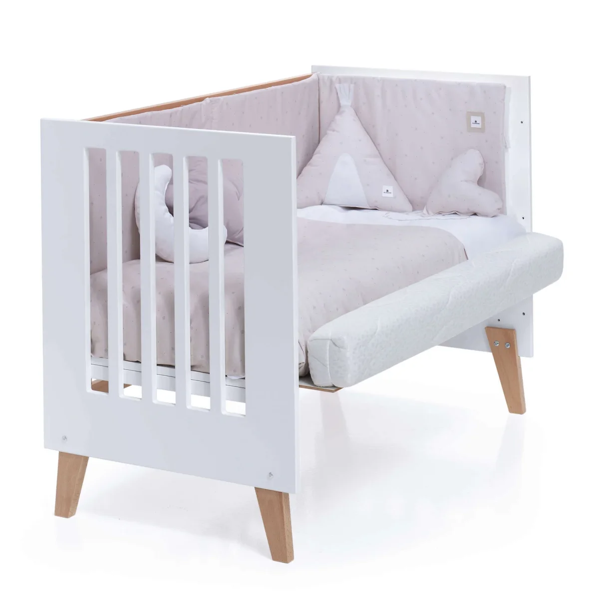 Cuna colecho Nexor madera/blanca 60×120 cm (4en1) - Imagen 5