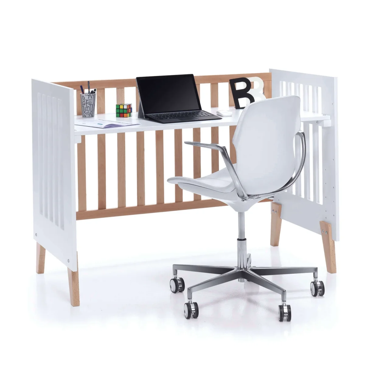 Cuna colecho Nexor madera/blanca 60×120 cm (4en1) - Imagen 7