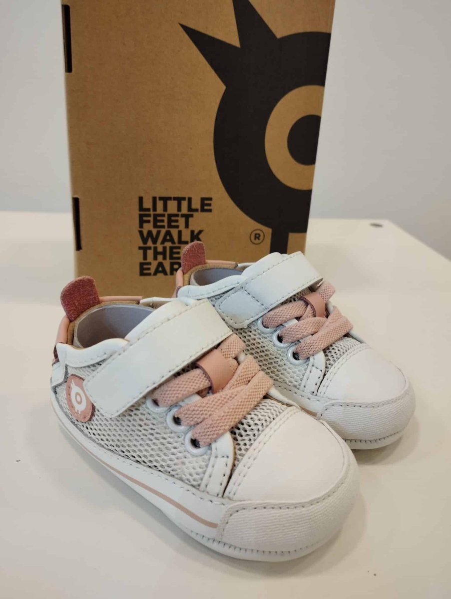 Deportiva respetuosa de primeros pasos Old Soles 0083RT Baby Mesh Blanca y rosa - Imagen 2