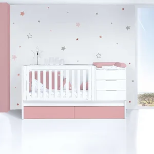 Cuna convertible Sero More Quarzo blanca/rosa 70×140 cm