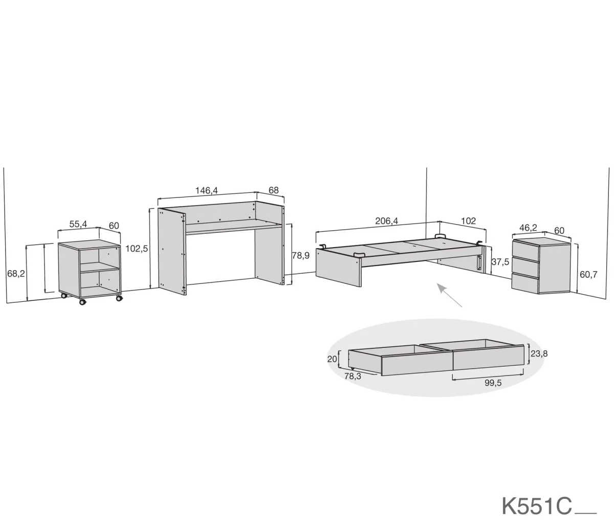 Cuna convertible Sero Kubo Flamingo blanca/rosa 70×140 cm - Imagen 7