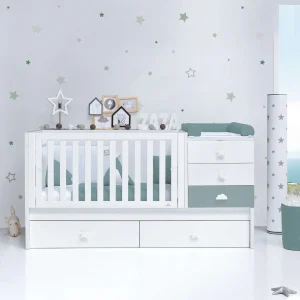 Cuna convertible Sero Bubble blanco/eucalipto 70×140 cm