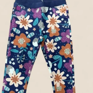 Leggings niña azul marino con flores multicolor