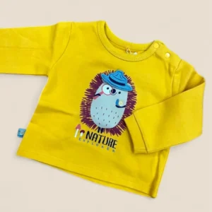 Camiseta bebé amarilla manga larga con erizo explorador