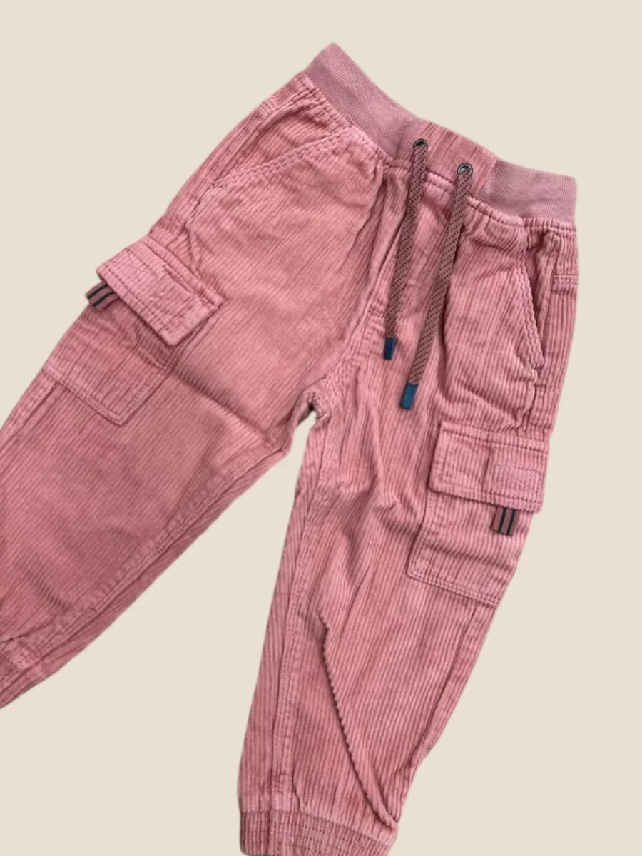 Pantalón cargo de pana ancha naranja con cintura elástica - Imagen 3