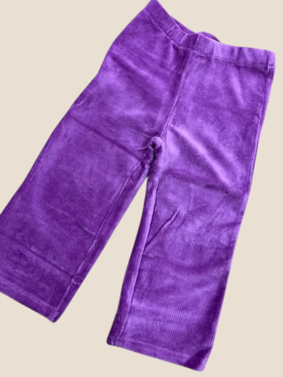 Pantalón de pana morado con cintura elástica y pierna recta - Imagen 2