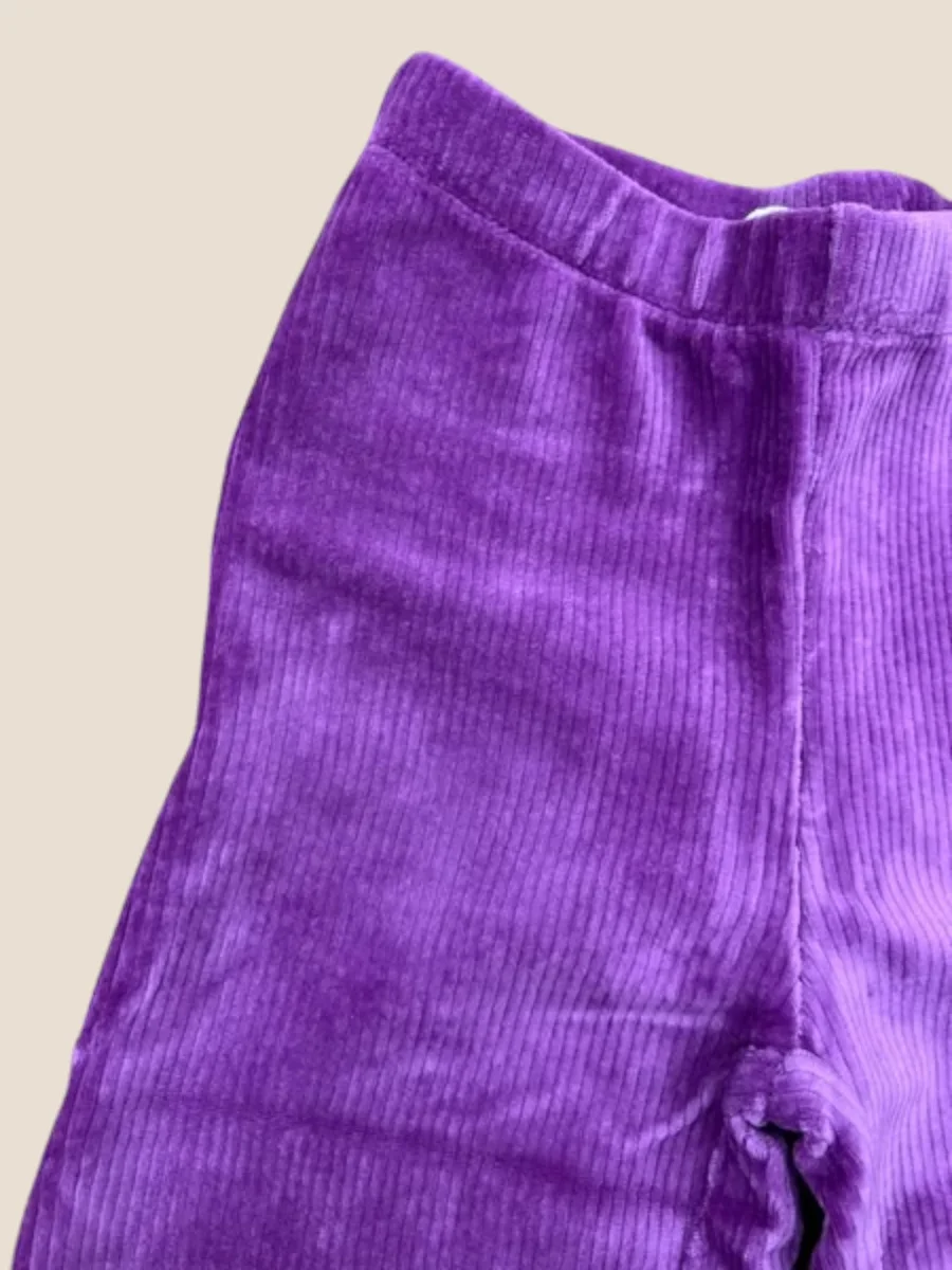 Pantalón de pana morado con cintura elástica y pierna recta - Imagen 3