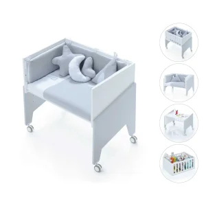 Minicuna de colecho 50×80 Equo blanca/gris (5en1)